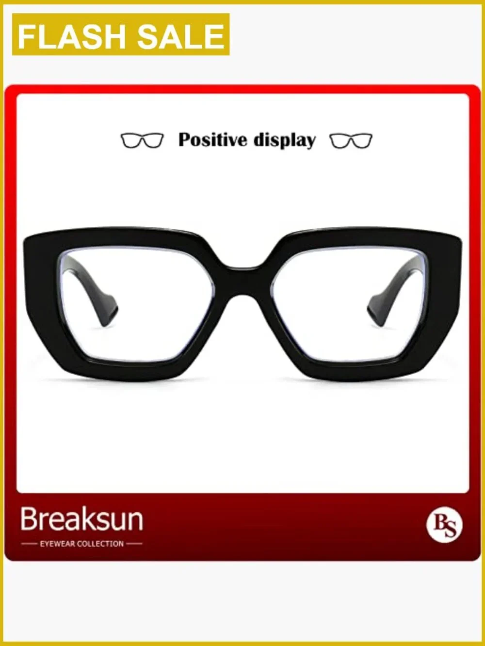 Thick Frame Oversized Square Blue Light Blocking Glasses